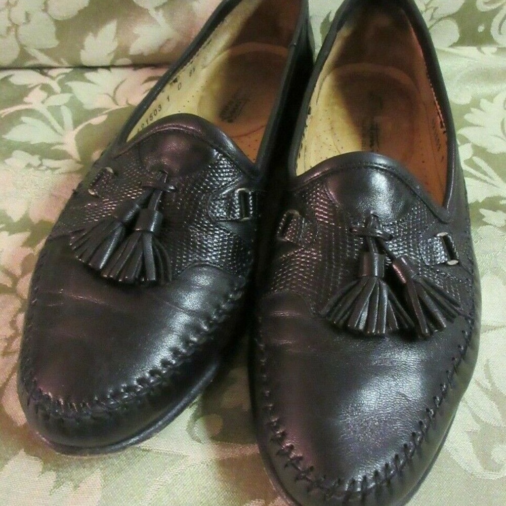 Santoni Black Italian men’s loafers sz 8.5 - Picture 2 of 6